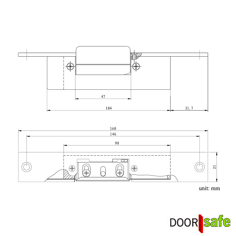 DS8926 | Elektrisch deurslot / sluitplaat deuropener | arbeidsstroom / fail secure / normally open | met mechanisch geheugen | met verhuisstand | 12V DC of AC | 160 mm - Image 2