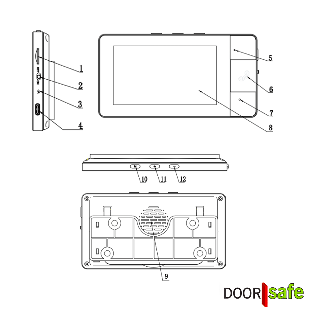 DS4140 BUDGET | draadloze camera deurbel | 4,3″ scherm | draadloos, standaard bereik (2,4Ghz) | Deurbel op 1000mAh accu | Laag resolutie beeld | Duplex audio | Geen bewegingssensor | Infrarood nachtzicht | Slot/poort/gong niet aansluitbaar | Geen monitoring | Opslag op SD-kaart in scherm van 16Gb - Image 15