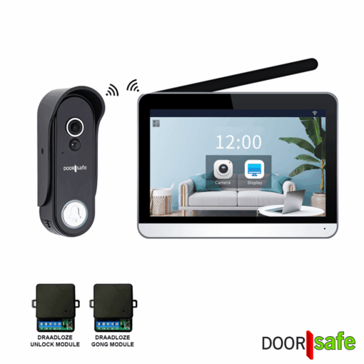 DS4650 PRO | HD draadloze camera deurbel | 7" touch scherm | Draadloos, langer bereik (868Mhz) | Deurbel op stroom of uitneembare 7000mAh accu | Hoog resolutie beeld | Duplex audio | PIR bewegingssensor | Infrarood nachtzicht | Draadloze unlock & gong module | Met monitoring | Opslag op SD-kaart in scherm van 32Gb