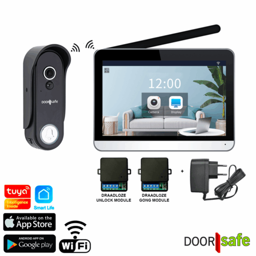 DS4656: Pakket met DS4655 PRO met WiFi & App + DS4970 12V DC voeding om de buitenbel of de unlock of gong module mee van stroom te voorzien
