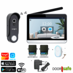 DS4658: Pakket met DS4655 PRO met WiFi & App + 12V DC voeding voor de gong module + DS6605: draadloze zender (DS6604) & gong (DS6603) om draadloos ook op een andere plek een gong te horen waar geen WiFi is
