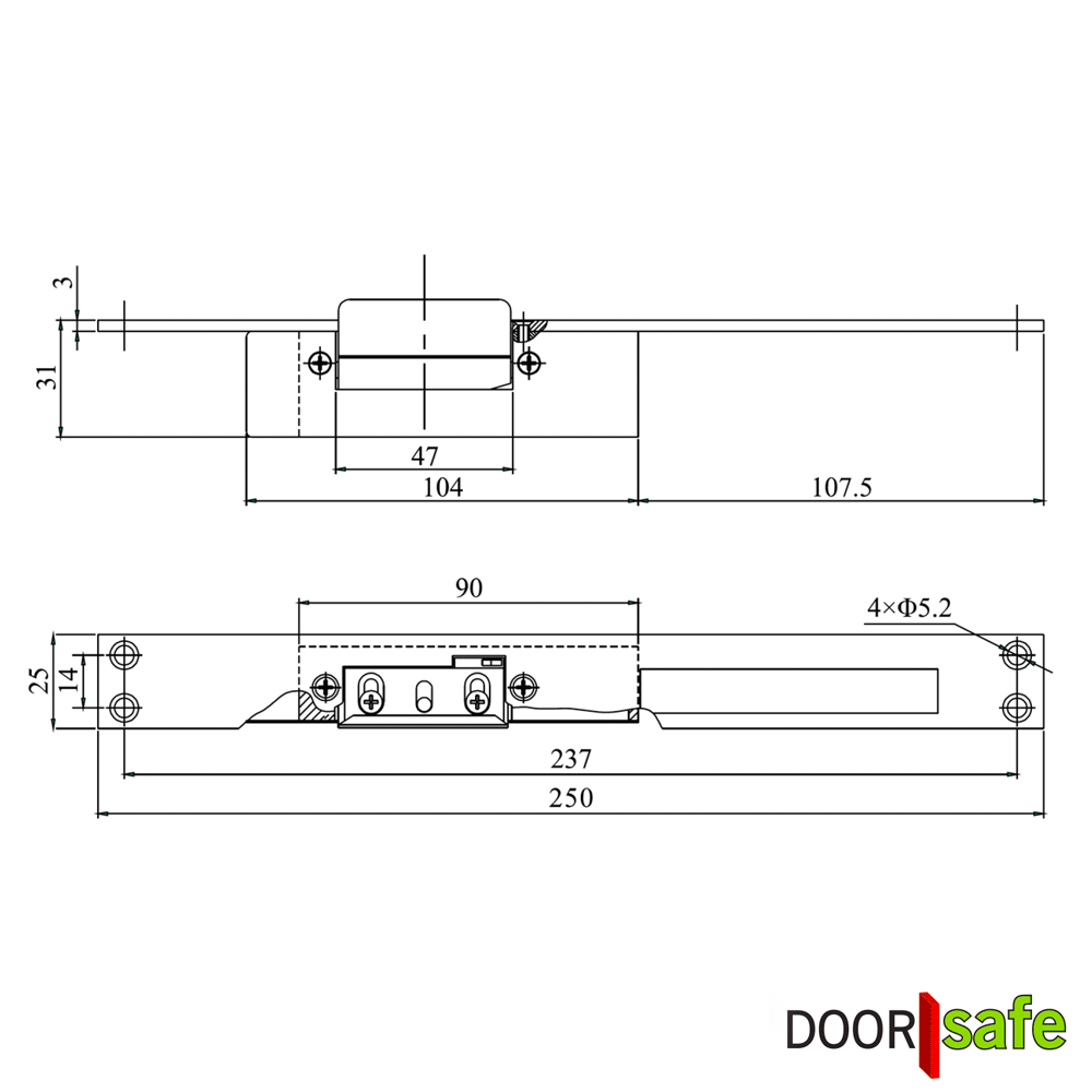 DS8927 | Elektrisch deurslot / sluitplaat deuropener | arbeidsstroom / fail secure / normally open | met mechanisch geheugen | met verhuisstand | 12V DC of AC | 250 mm - Image 2