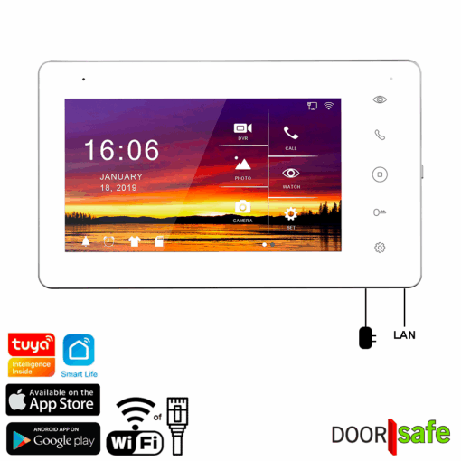DS7596 | los 7" touch scherm met ingebouwde internet module | 4 draads | 2,4/5Ghz WiFi of Netwerkkabel | 32Gb