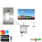 DS77728 | HD video deurbel met camera | 8" touch scherm | met internet & app mogelijkheid | Inbouw | met RFID MiFare Chipreader | RVS | 2-draads | BUS | 2-draads van buiten-unit naar internet module en scherm | internet module met internet verbinden via netwerkkabel  | 32Gb & NAS