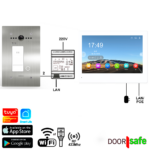 DS77738 | HD video deurbel met camera | 8" touch scherm | internet & app noodzakelijk | Inbouw | met RFID MiFare Chipreader | RVS | 2-draads | BUS | 2-draads van deurbel naar internet module | scherm met internet verbinden via 2,4/5Ghz WiFi of netwerkkabel | 32Gb & NAS