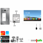 DS77738 | HD video deurbel met camera | 8" touch scherm | internet & app noodzakelijk | Opbouw of inbouw | met RFID MiFare Chipreader | RVS | 2-draads | BUS | 2-draads van deurbel naar internet module | scherm met internet verbinden via 2,4/5Ghz WiFi of netwerkkabel | 32Gb & NAS