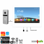 DS7865 | HD internet deurbel met camera | deurbel in Zilver of Zwart | 8" touchscherm | internet via 2.4/5Ghz WiFi of LAN Netwerkkabel met POE 802.3af  | 4 draads verbinding tussen deurbel en scherm | met ingebouwde RF433 Mhz zender | met QR code unlock | 32Gb