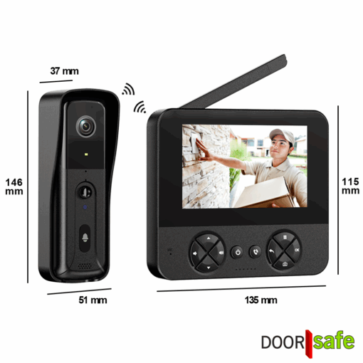 DS4450 BUDGET | draadloze camera deurbel | 4,3″ scherm | draadloos, standaard bereik (2,4Ghz) | Deurbel op uitneembare en oplaadbare 3600mAh accu | Laag resolutie beeld | Simplex audio | PIR bewegingssensor | Witlicht nachtzicht | Slot/poort/gong niet aansluitbaar | Met monitoring | Opslag op SD-kaart in scherm van 16Gb - Image 2
