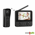 DS4450 BUDGET | draadloze camera deurbel | 4,3″ scherm | draadloos, standaard bereik (2,4Ghz) | Deurbel op uitneembare en oplaadbare 3600mAh accu | Laag resolutie beeld | Simplex audio | PIR bewegingssensor | Witlicht nachtzicht | Slot/poort/gong niet aansluitbaar | Met monitoring | Opslag op SD-kaart in scherm van 16Gb