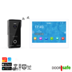 DS4855 PRO | HD draadloze camera deurbel | 8" touch scherm | met ingebouwde RF 433Mhz zender | draadloos, standaard bereik (2,4Ghz) | 2.4/5Ghz WiFi of (POE IEEE 802.3af) Netwerkkabel| Buitenunit op stroom | met afneembare metalen regenkap | met hoekmontagebeugel | Hoog resolutie beeld | Duplex audio | Bewegingssensor met lichaamsdetectie & instelbaar detectiegebied | Infrarood nachtzicht | Met monitoring | Opslag op SD-kaart in scherm van 32Gb