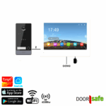 DS78018 | HD video deurbel met camera | 8" touch scherm | met internet & app mogelijkheid | met of zonder regenkap | met RFID MiFare Chipreader | zwart | 2-draads | BUS | 2-draads van buiten-unit naar scherm | scherm verbinden met internet via 2.4/5Ghz WiFi  | 32Gb & NAS