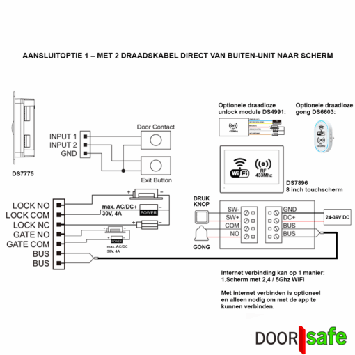 DS7775 | Opbouw of Inbouw HD video deurbel met camera van metaal & RVS | met RFID MiFare Chipreader | zilver | BUS | 2-draads | 1 knop - Image 12